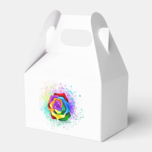 Colourful Rainbow Rose Favor Box