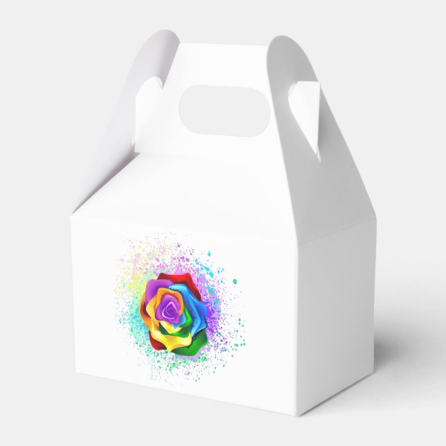 Colourful Rainbow Rose Favor Box (Front Side)