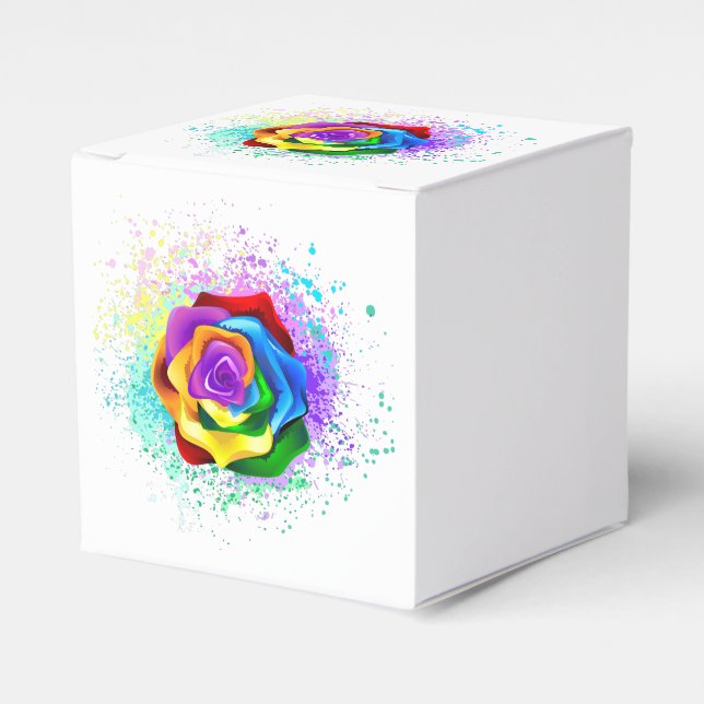 Colourful Rainbow Rose Favor Box (Front Side)