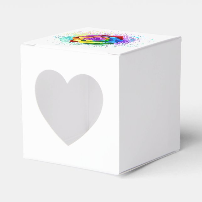Colourful Rainbow Rose Favor Box (Front Side)