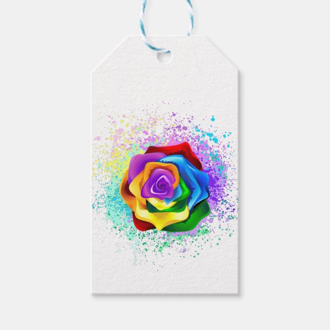 Colourful Rainbow Rose Gift Tags (Front)