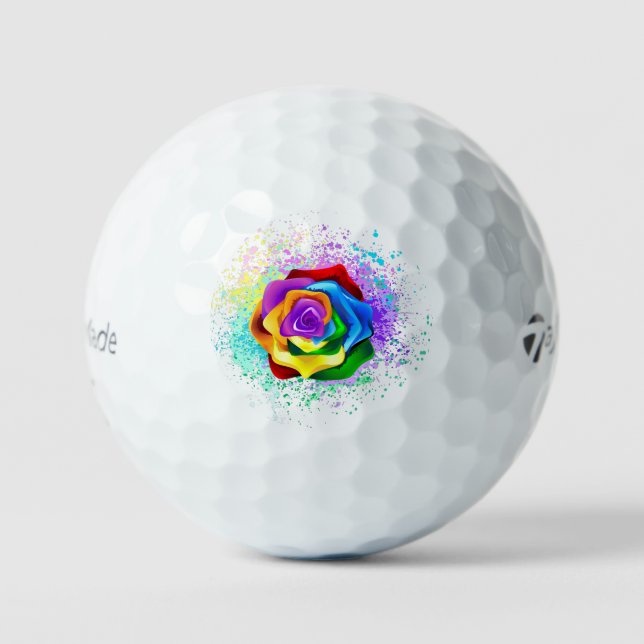 Colourful Rainbow Rose Golf Balls (Front)