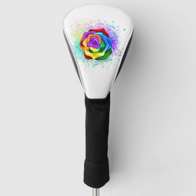Colourful Rainbow Rose Golf Head Cover (Front)