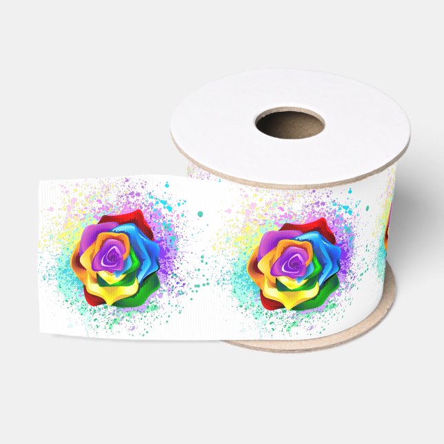 Colourful Rainbow Rose Grosgrain Ribbon (Spool)