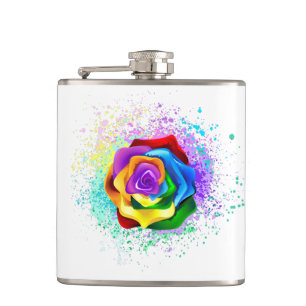 Colourful Rainbow Rose Hip Flask