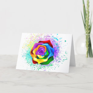 Colourful Rainbow Rose Holiday Card