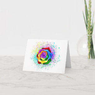 Colourful Rainbow Rose Holiday Card