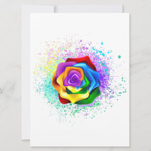 Colourful Rainbow Rose Holiday Card
