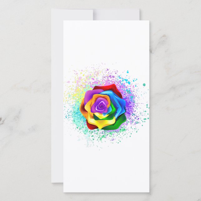 Colourful Rainbow Rose Holiday Card (Front)