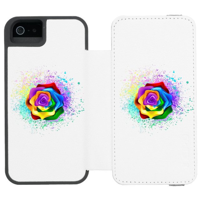 Colourful Rainbow Rose Incipio iPhone Wallet Case (Folio Open)