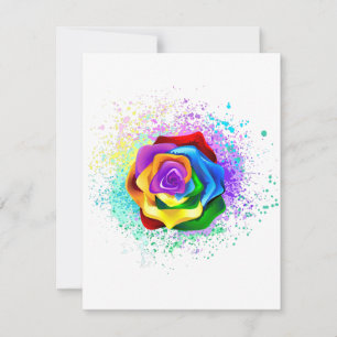 Colourful Rainbow Rose Invitation