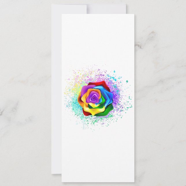 Colourful Rainbow Rose Invitation (Front)