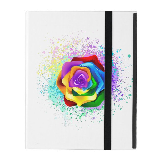 Colourful Rainbow Rose iPad Case (Front Closed)