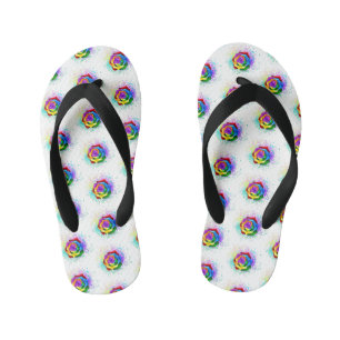 Colourful Rainbow Rose Kid's Flip Flops