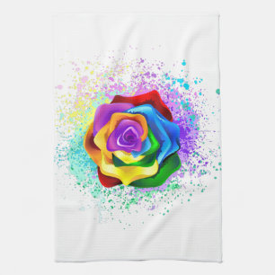 Colourful Rainbow Rose Kitchen Towel