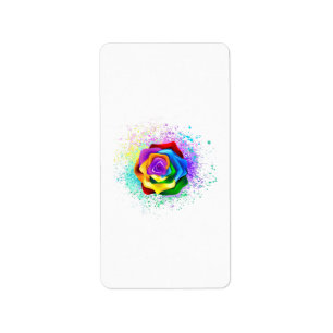 Colourful Rainbow Rose Label