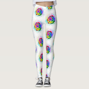 Colourful Rainbow Rose Leggings