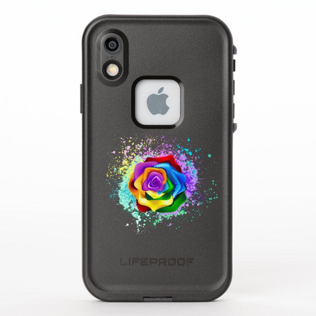 Colourful Rainbow Rose LifeProof iPhone Case (Back)