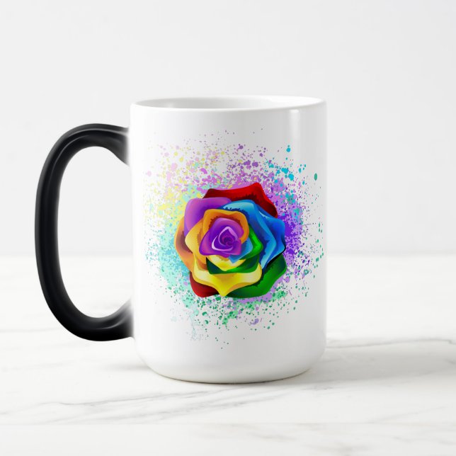 Colourful Rainbow Rose Magic Mug (Left)