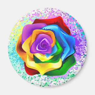 Colourful Rainbow Rose Magnet