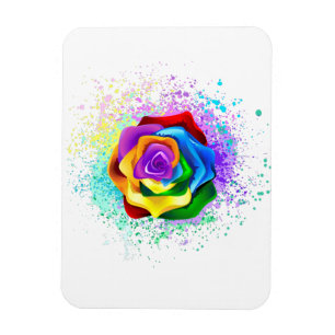 Colourful Rainbow Rose Magnet