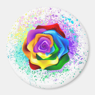 Colourful Rainbow Rose Magnet