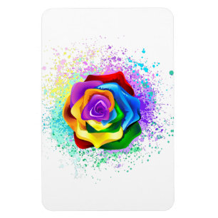Colourful Rainbow Rose Magnet