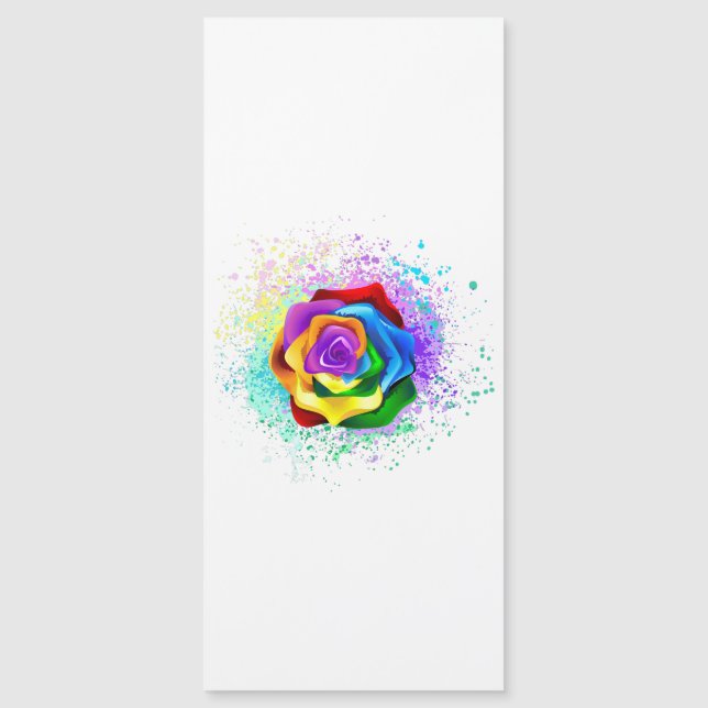 Colourful Rainbow Rose Magnetic Invitation (Front)