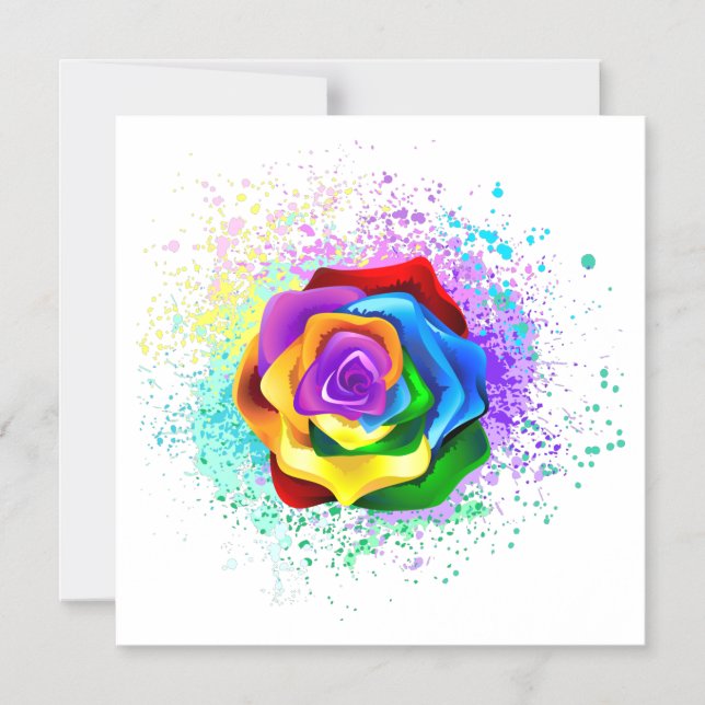 Colourful Rainbow Rose Magnetic Invitation (Front)