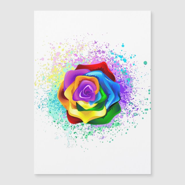 Colourful Rainbow Rose Magnetic Invitation (Front)
