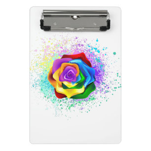 Colourful Rainbow Rose Mini Clipboard