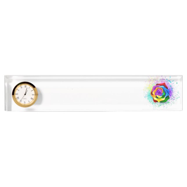 Colourful Rainbow Rose Nameplate (Front)
