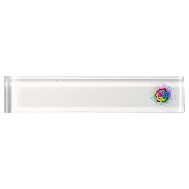 Colourful Rainbow Rose Nameplate (Front)