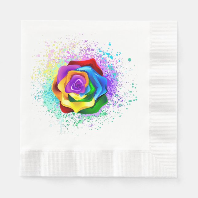 Colourful Rainbow Rose Napkin (Front)