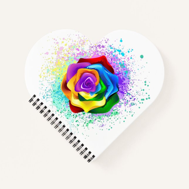 Colourful Rainbow Rose Notebook (Front)