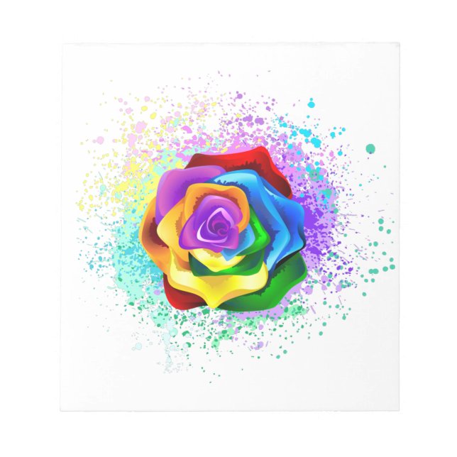 Colourful Rainbow Rose Notepad (Front)