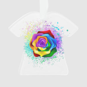 Colourful Rainbow Rose Ornament