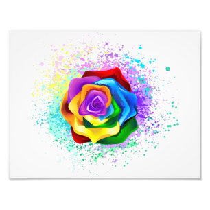 Colourful Rainbow Rose Photo Print