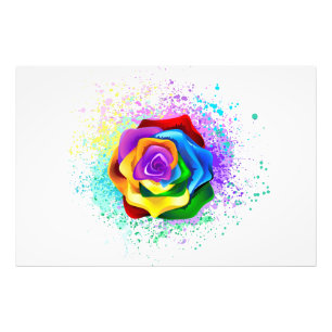 Colourful Rainbow Rose Photo Print