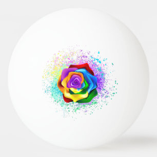 Colourful Rainbow Rose Ping Pong Ball