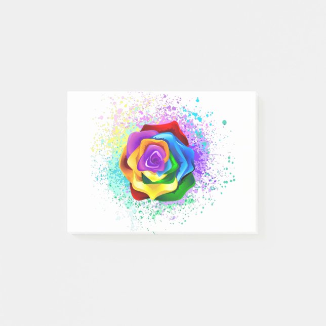 Colourful Rainbow Rose Post-it Notes (Front)