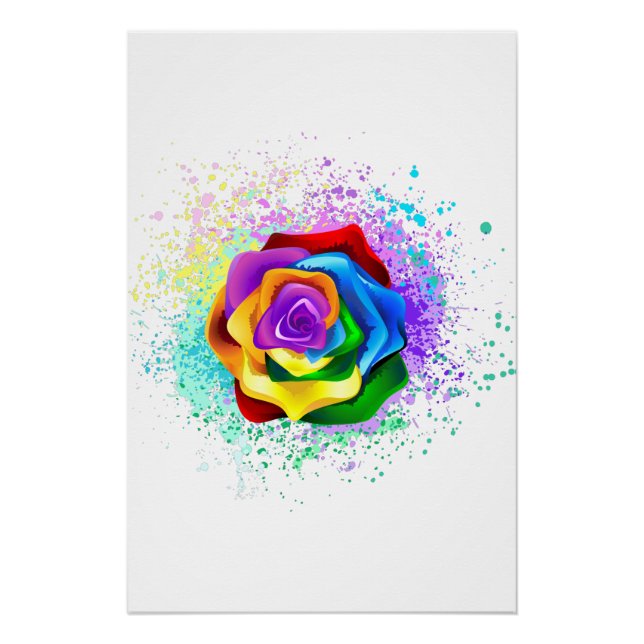 Colourful Rainbow Rose Poster (Front)