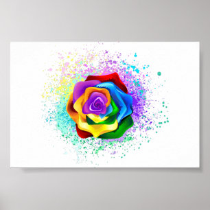Colourful Rainbow Rose Poster