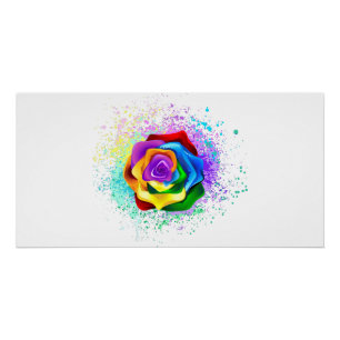 Colourful Rainbow Rose Poster
