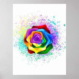 Colourful Rainbow Rose Poster
