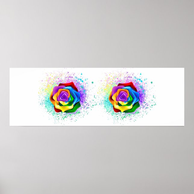 Colourful Rainbow Rose Poster (Front)