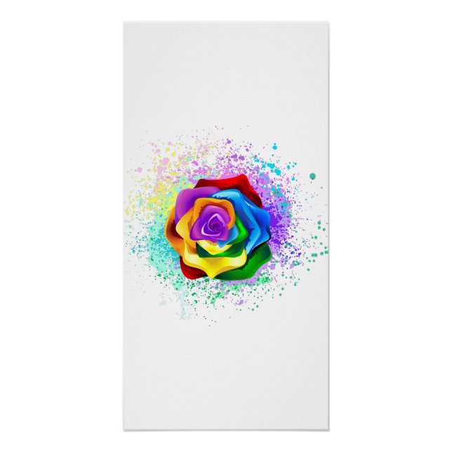 Colourful Rainbow Rose Poster (Front)
