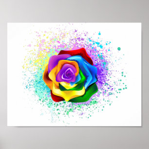 Colourful Rainbow Rose Poster