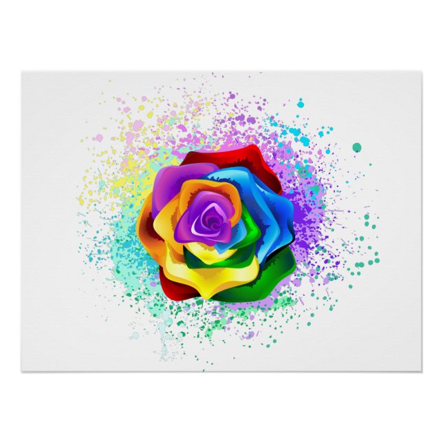 Colourful Rainbow Rose Poster (Front)