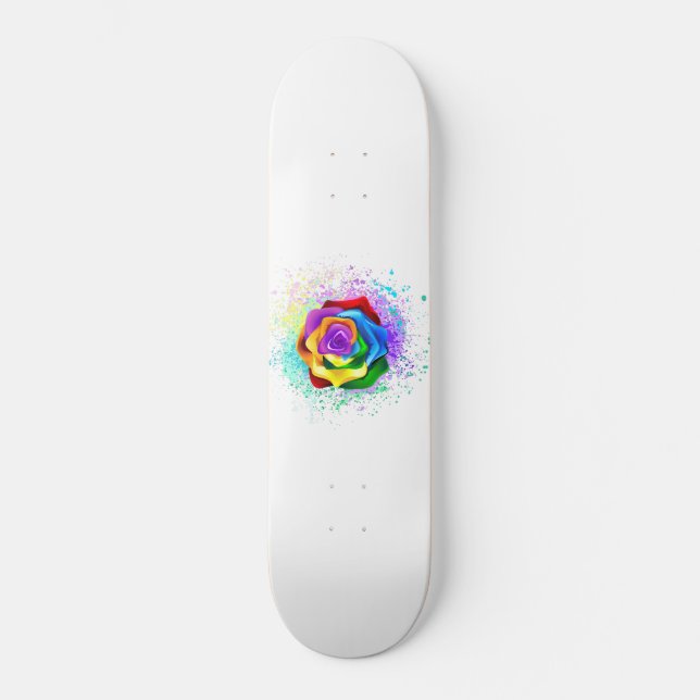 Colourful Rainbow Rose Skateboard (Front)